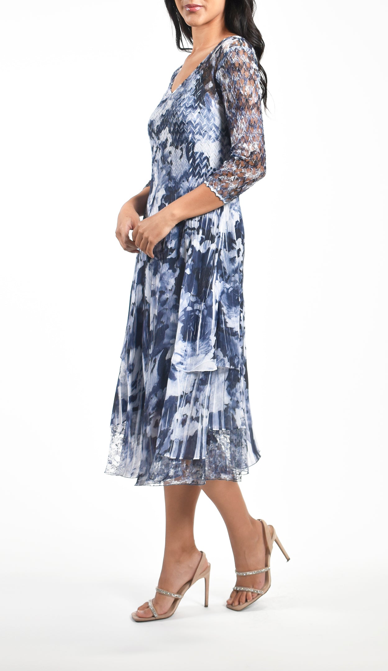 Watercolour Blossom Print Tiered Dress