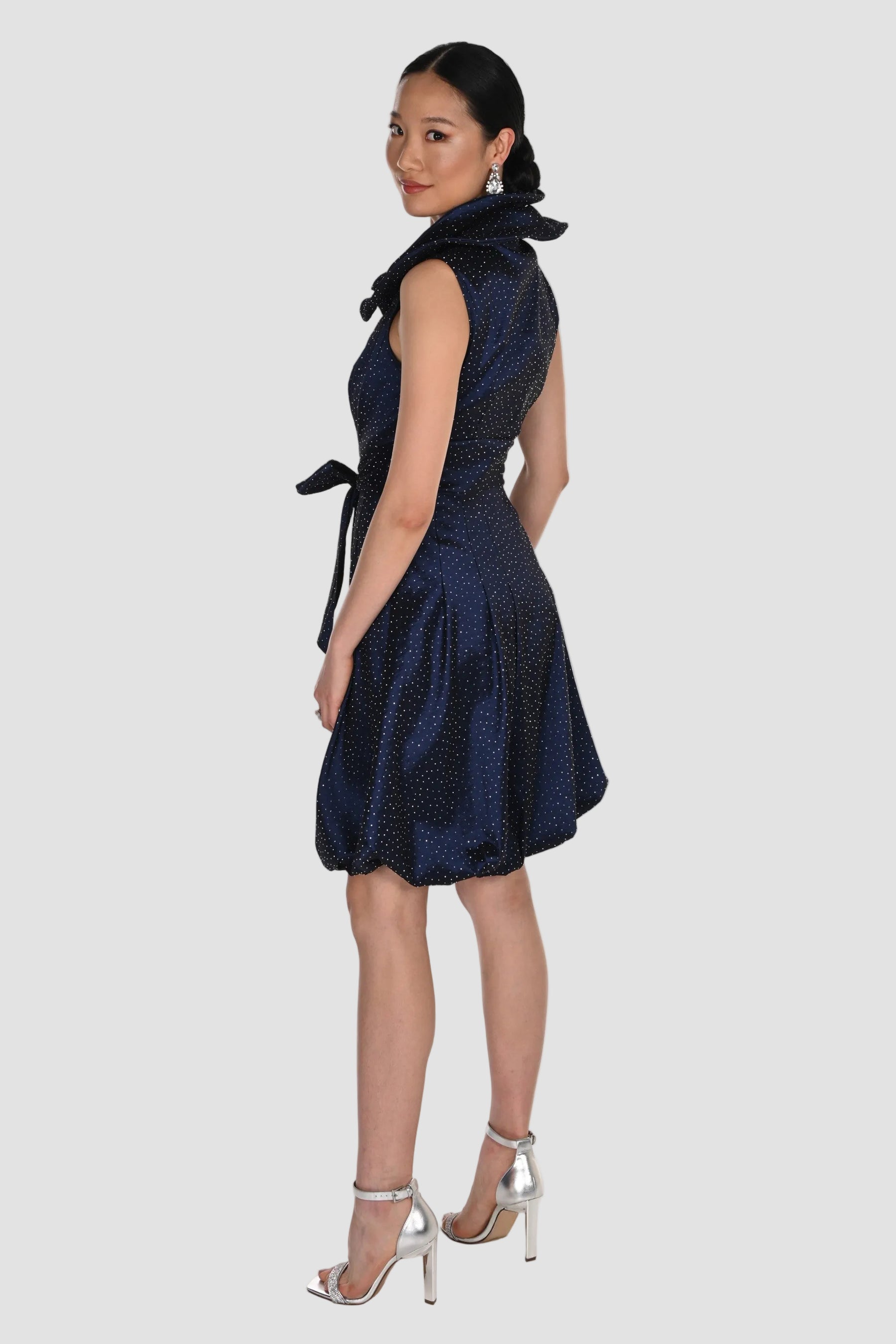 Wired Collar Bubble Dress with Crystals