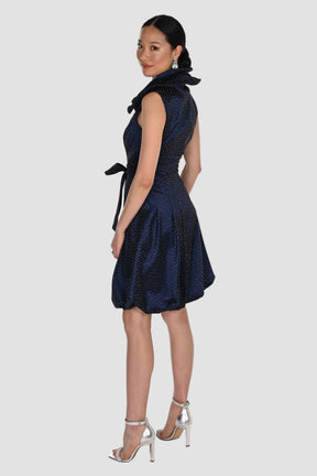 Wired Collar Bubble Dress with Crystals