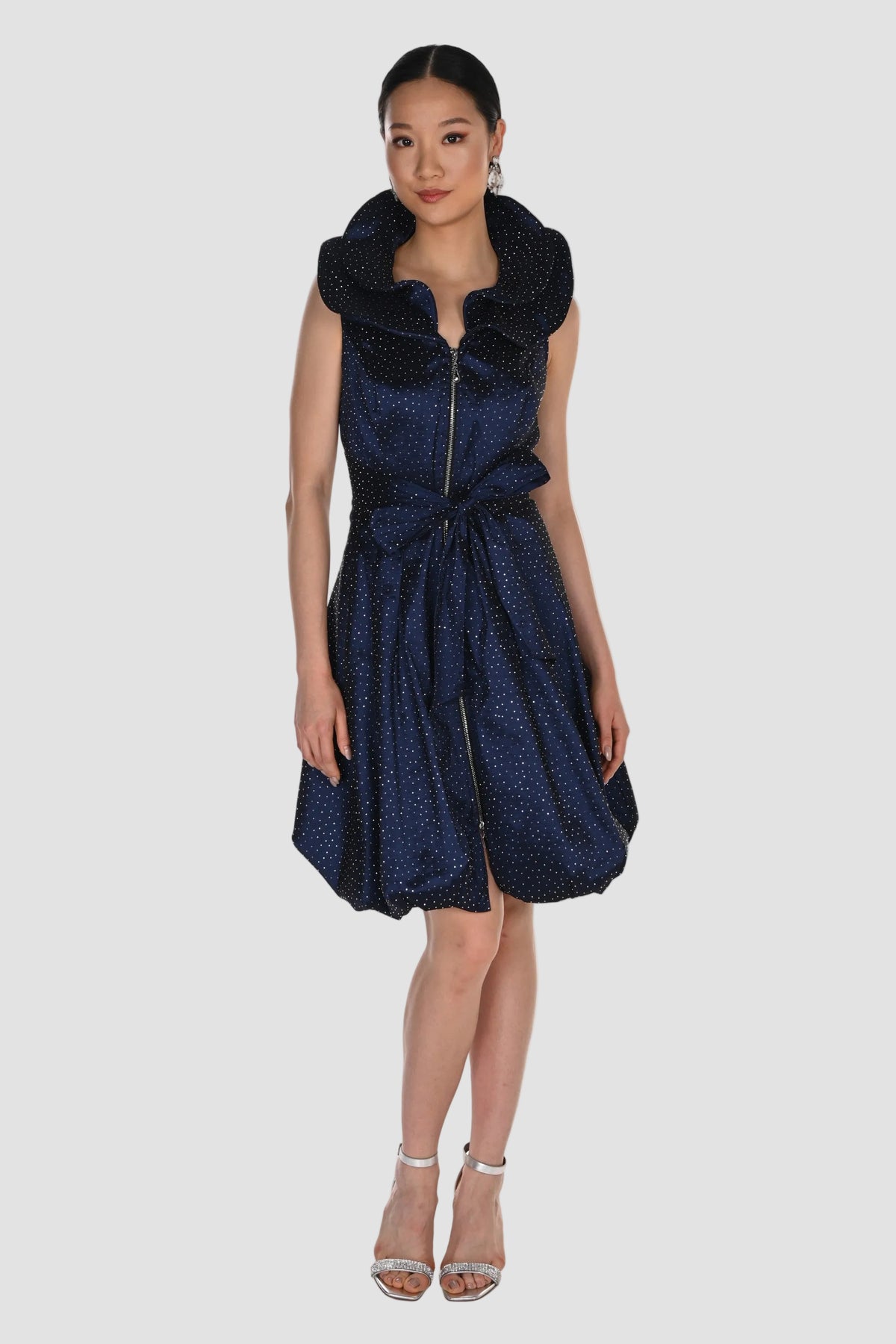Wired Collar Bubble Dress with Crystals