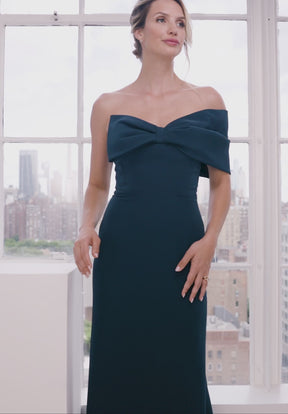Bow Neckline Off Shoulder Trumpet Gown