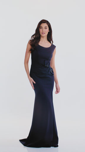 Bow Embellished Round Neck Gown