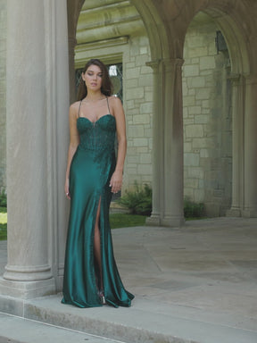 Sweetheart Satin Corset Dress With Asymmetrical Beading