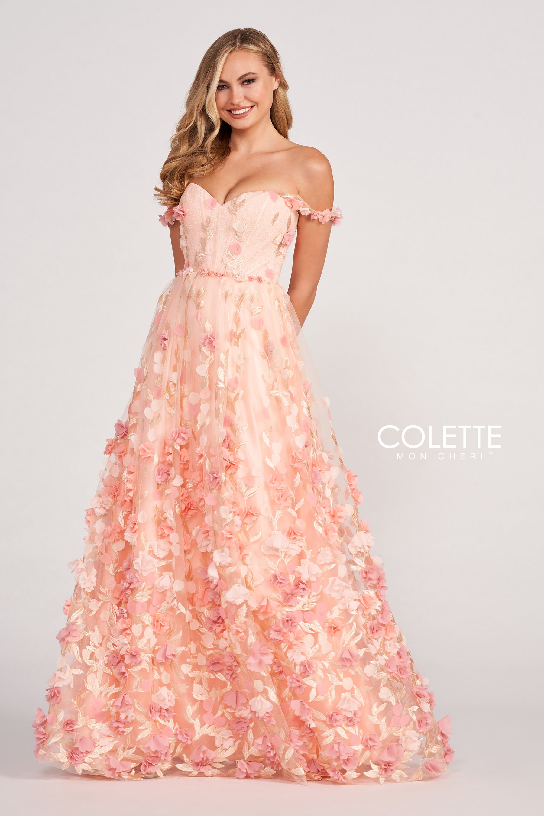 3D Flower Corset Back Gown