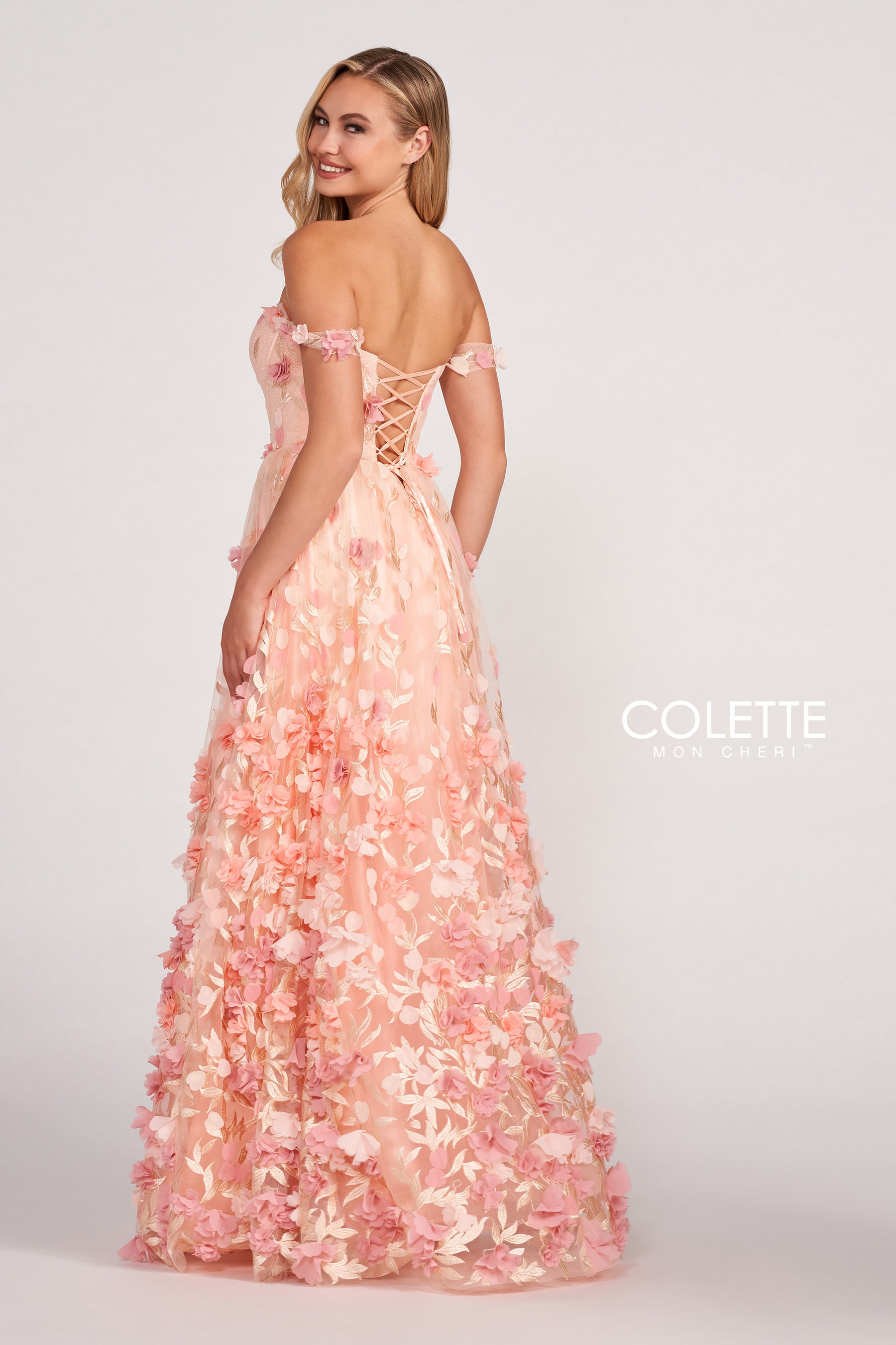 3D Flower Corset Back Gown