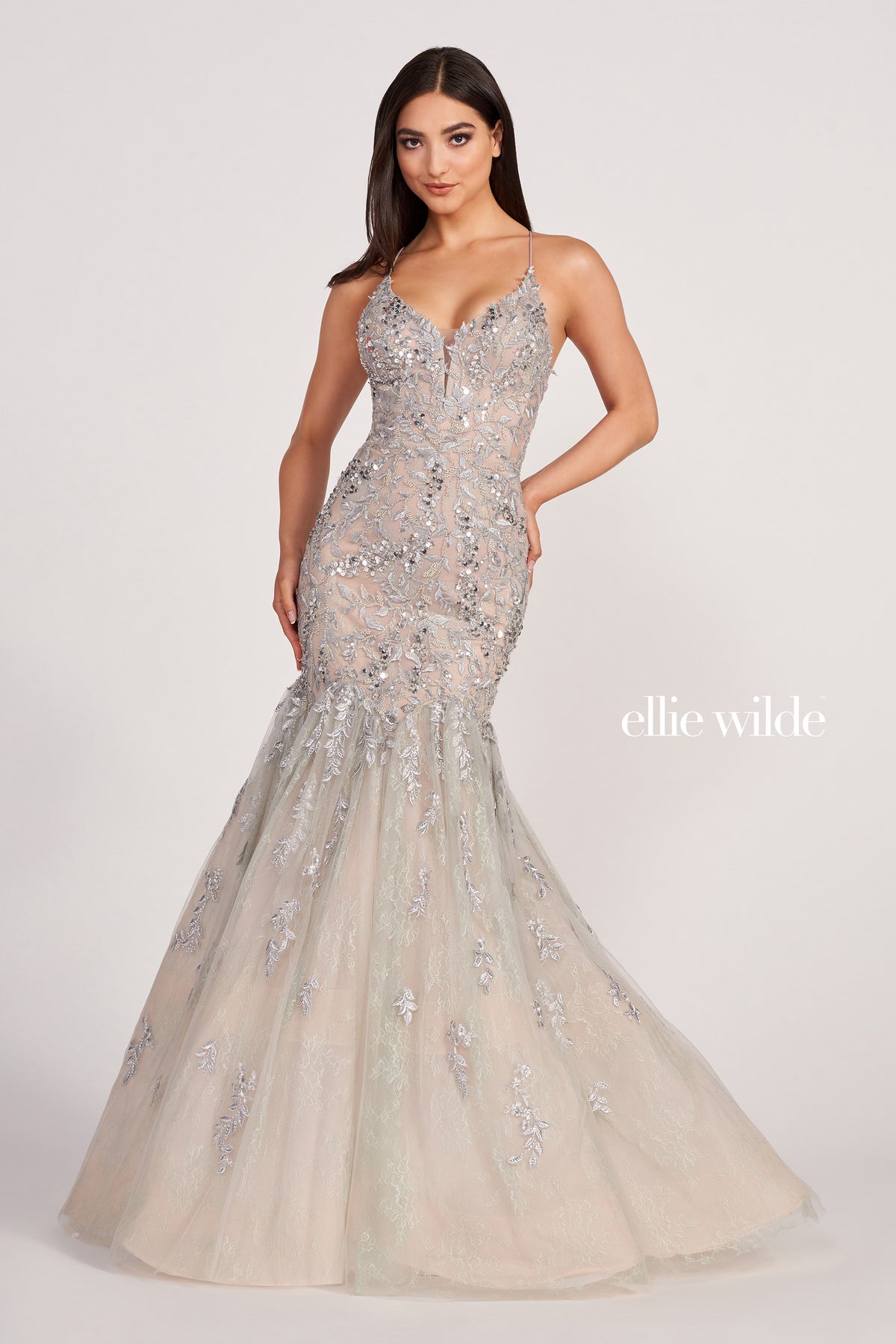 Allover Lace Beaded Mermaid Gown