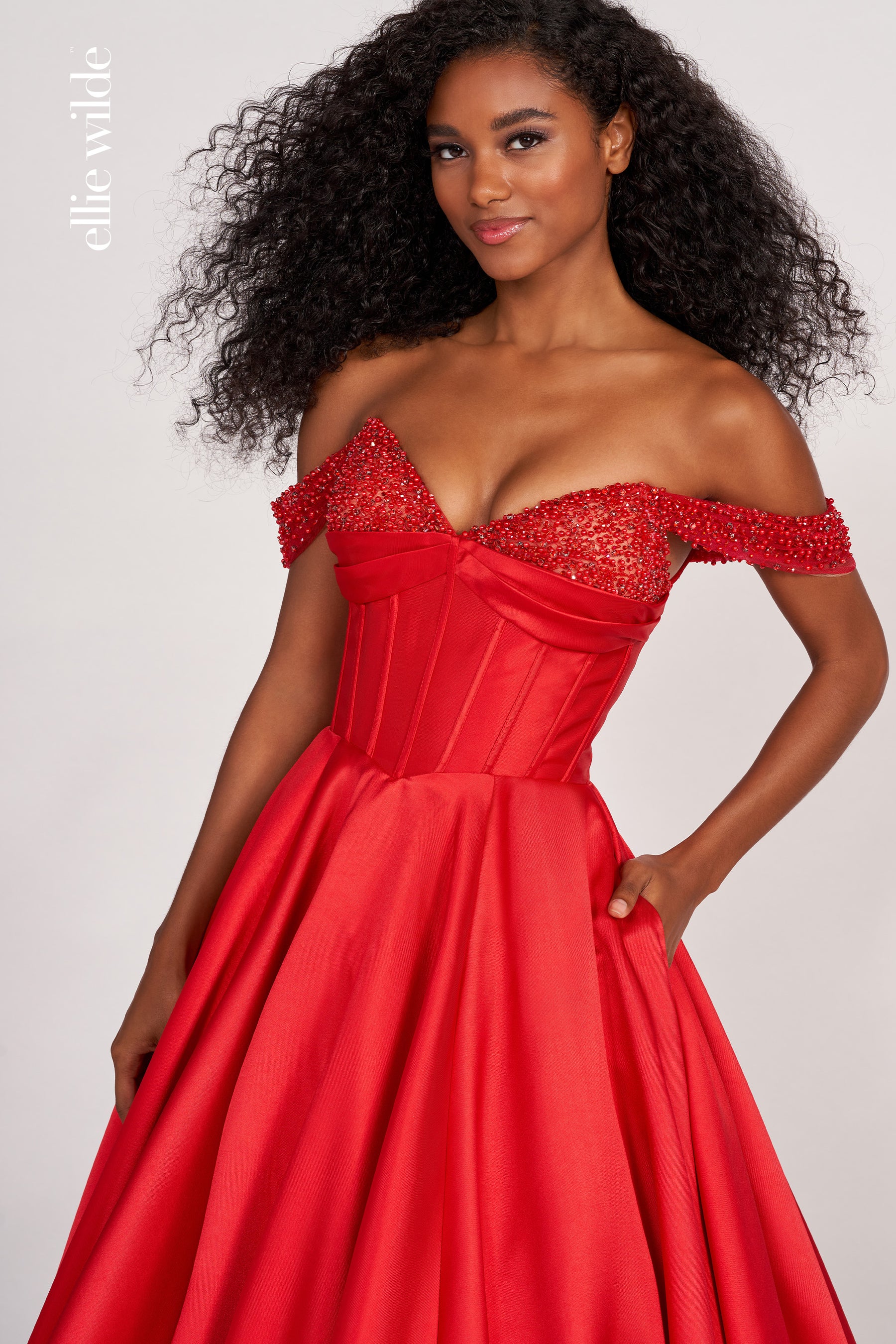 Bead Embellished Bustier Mikado Gown