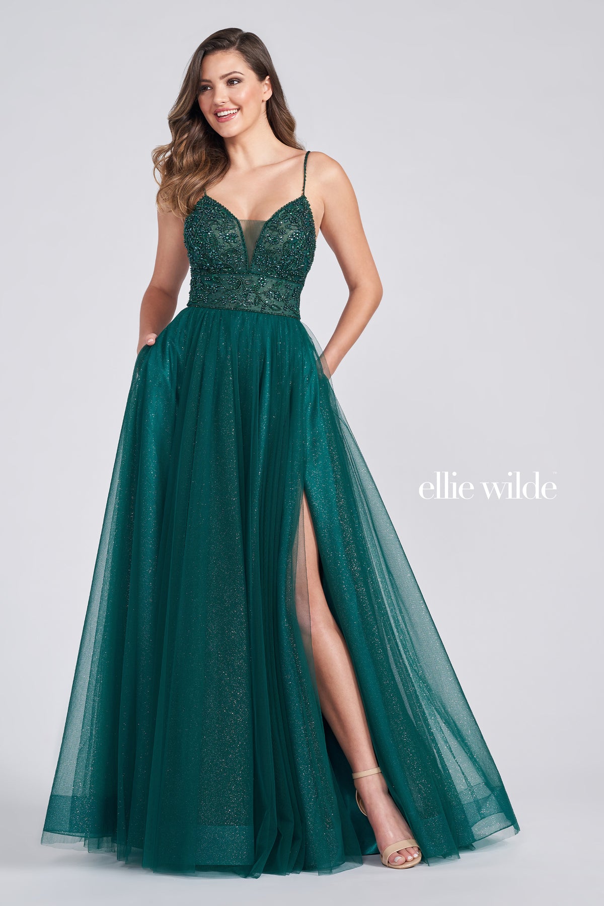 Beaded Bodice Sparkle Tulle Gown