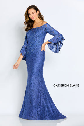 Beaded Lace Bell Sleeve Gown