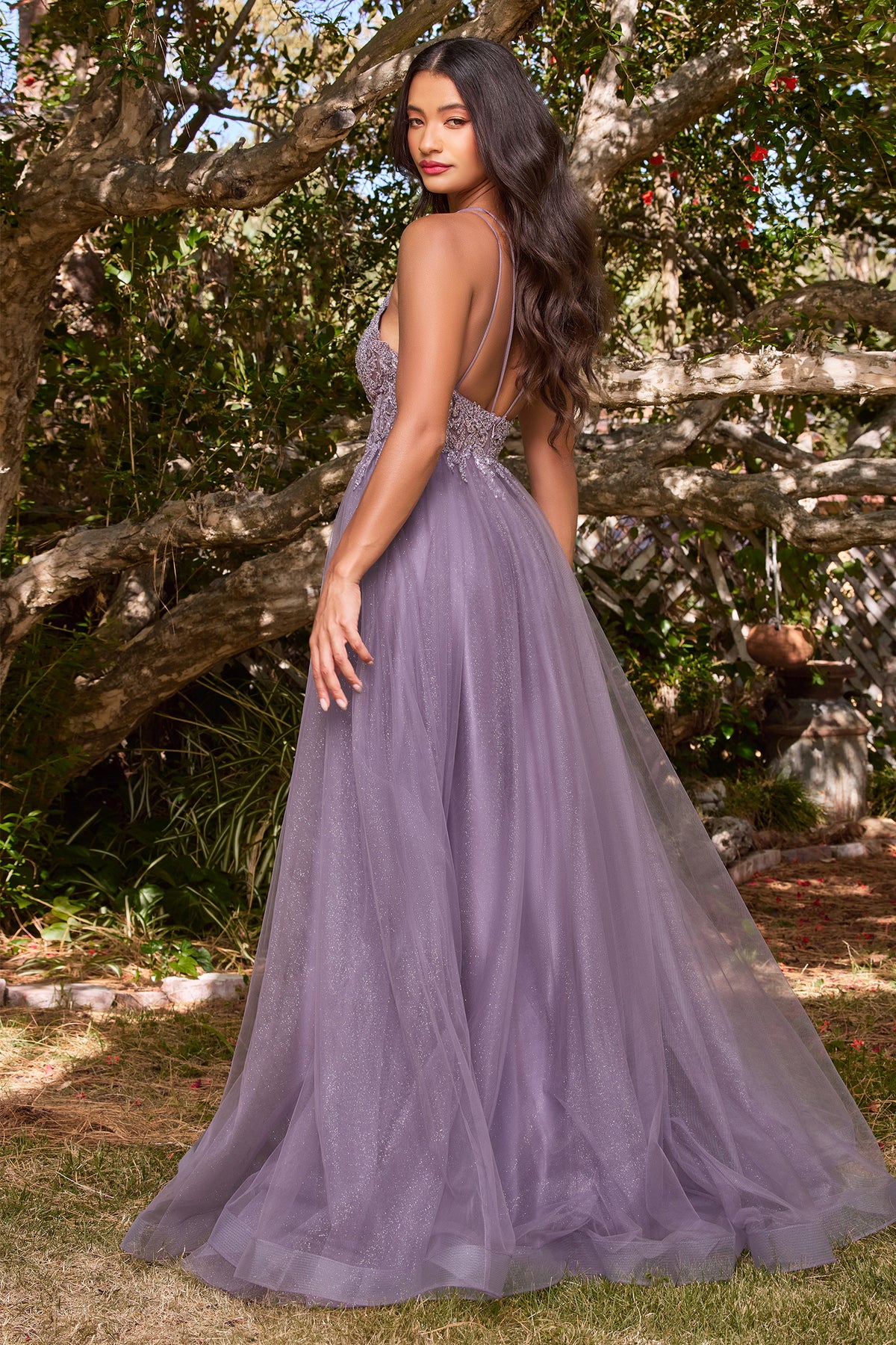 Beaded Shimmer Tulle Gown