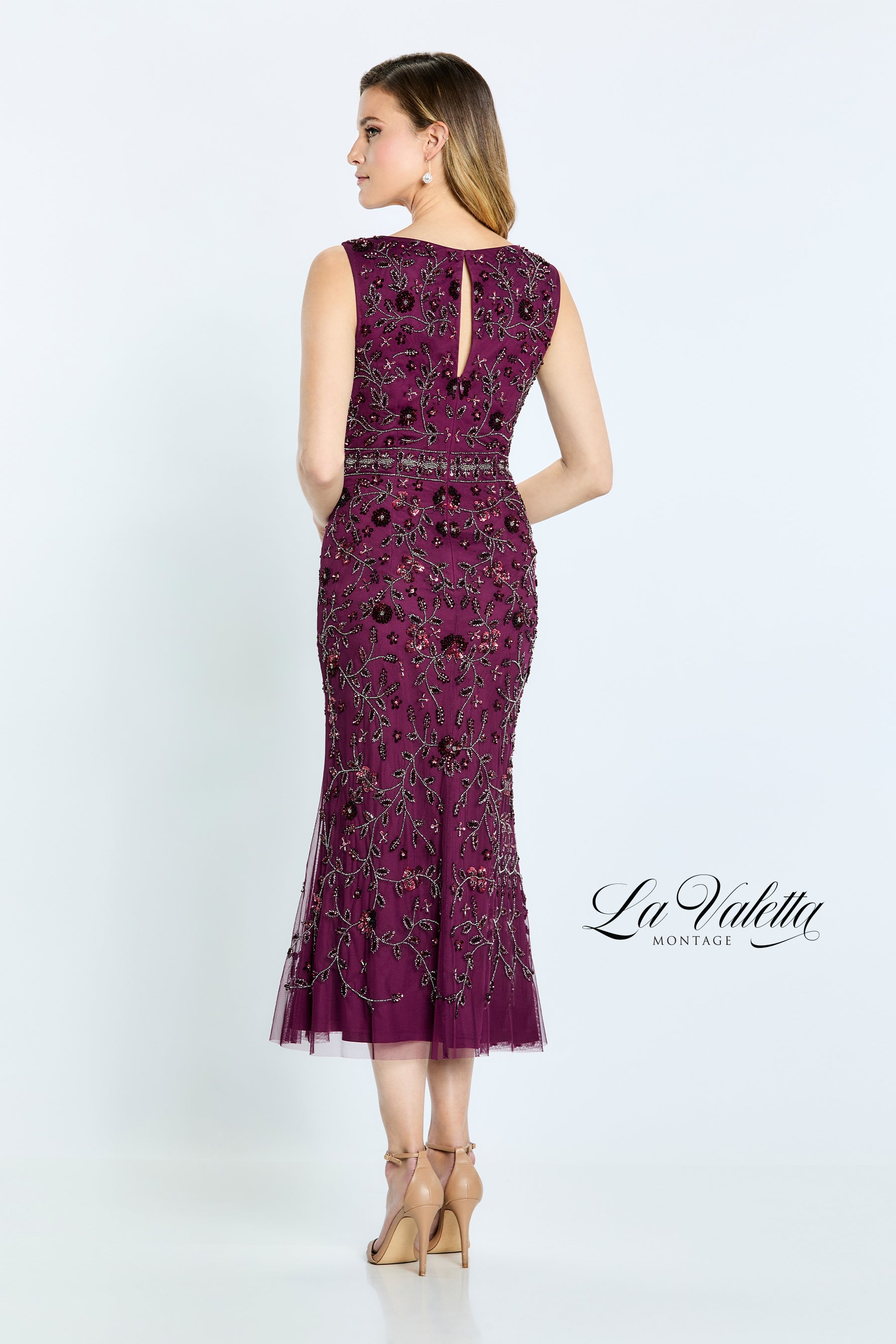 Beaded Square Neck Midi Dress