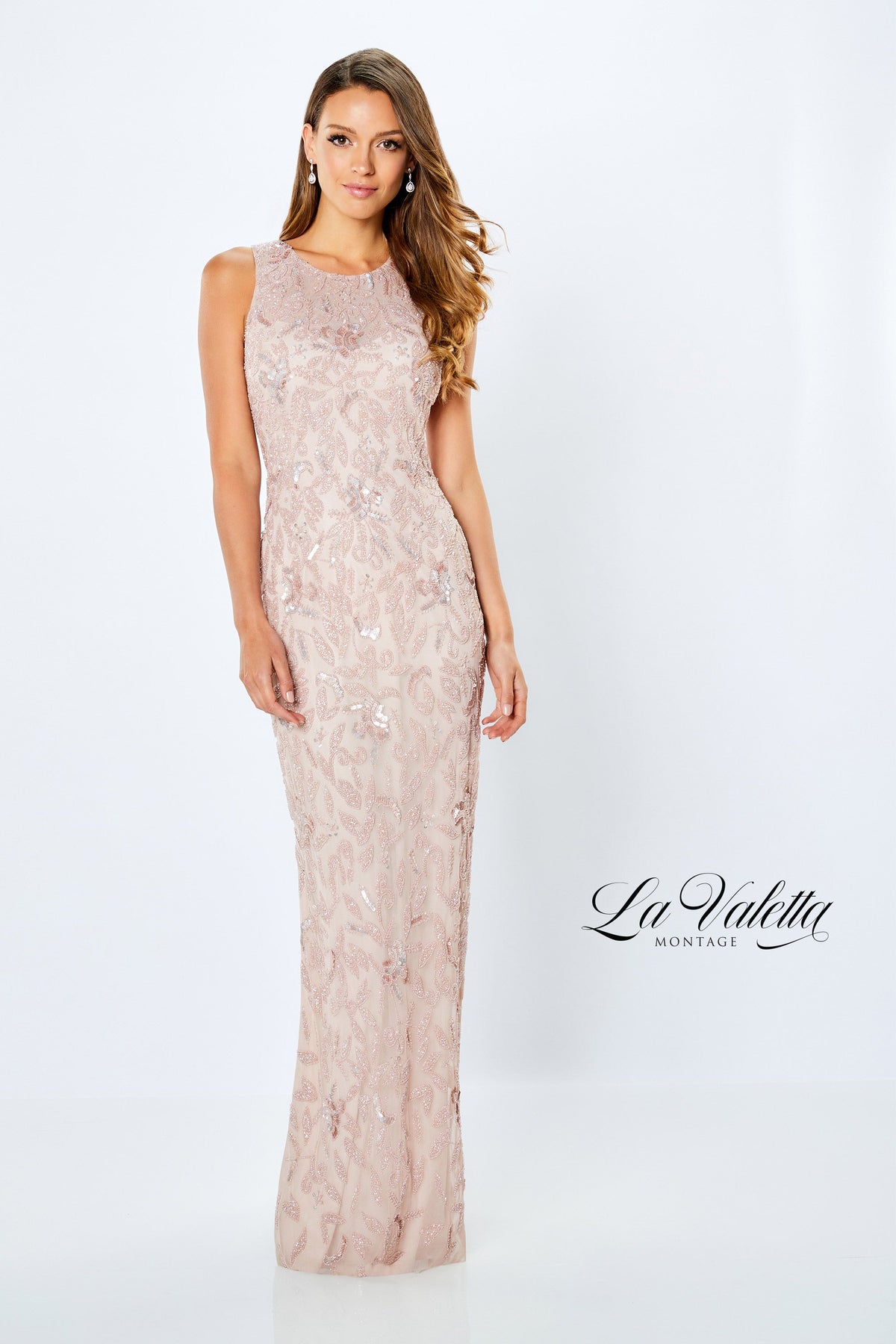 Beaded Tulle Sheath Gown