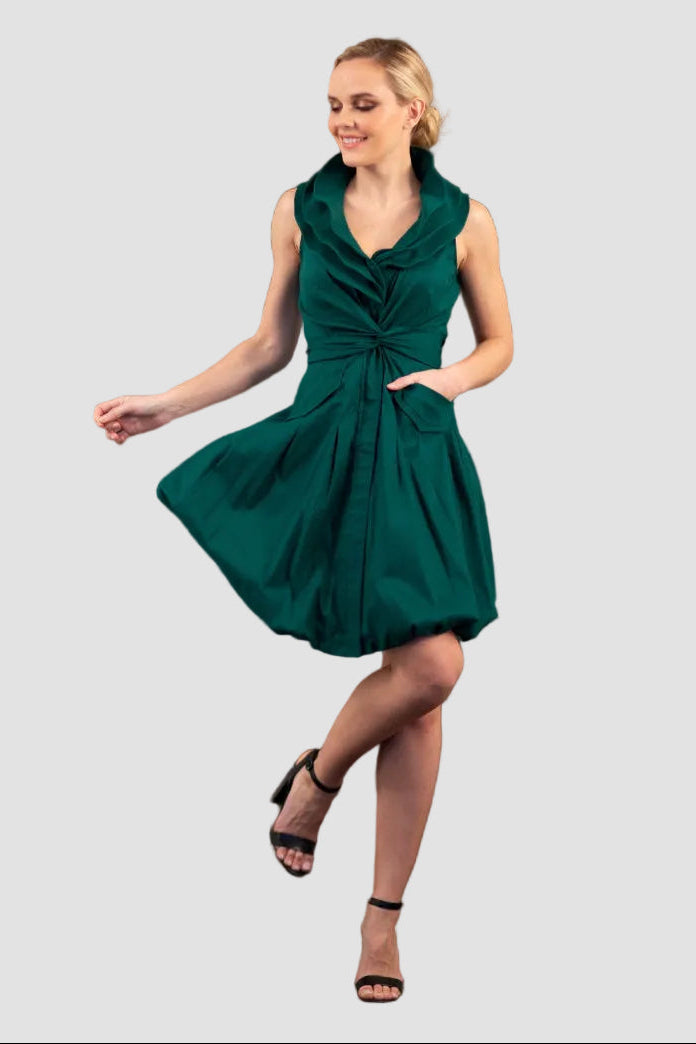 Bubble Dress S16150_Emerald_ pose