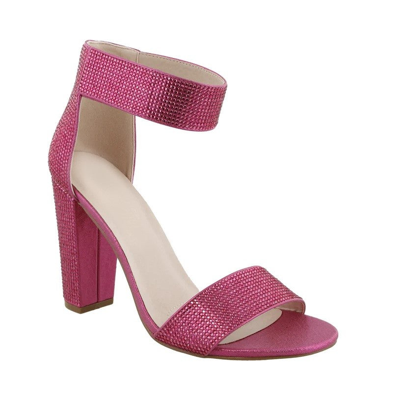 Celina Hot Pink Rhinestone High Heel Shoe