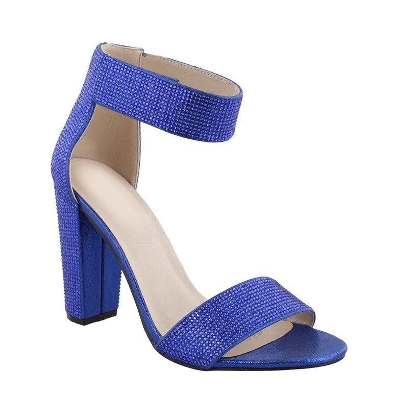 Celina Royal Blue Rhinestone High Heel Shoe