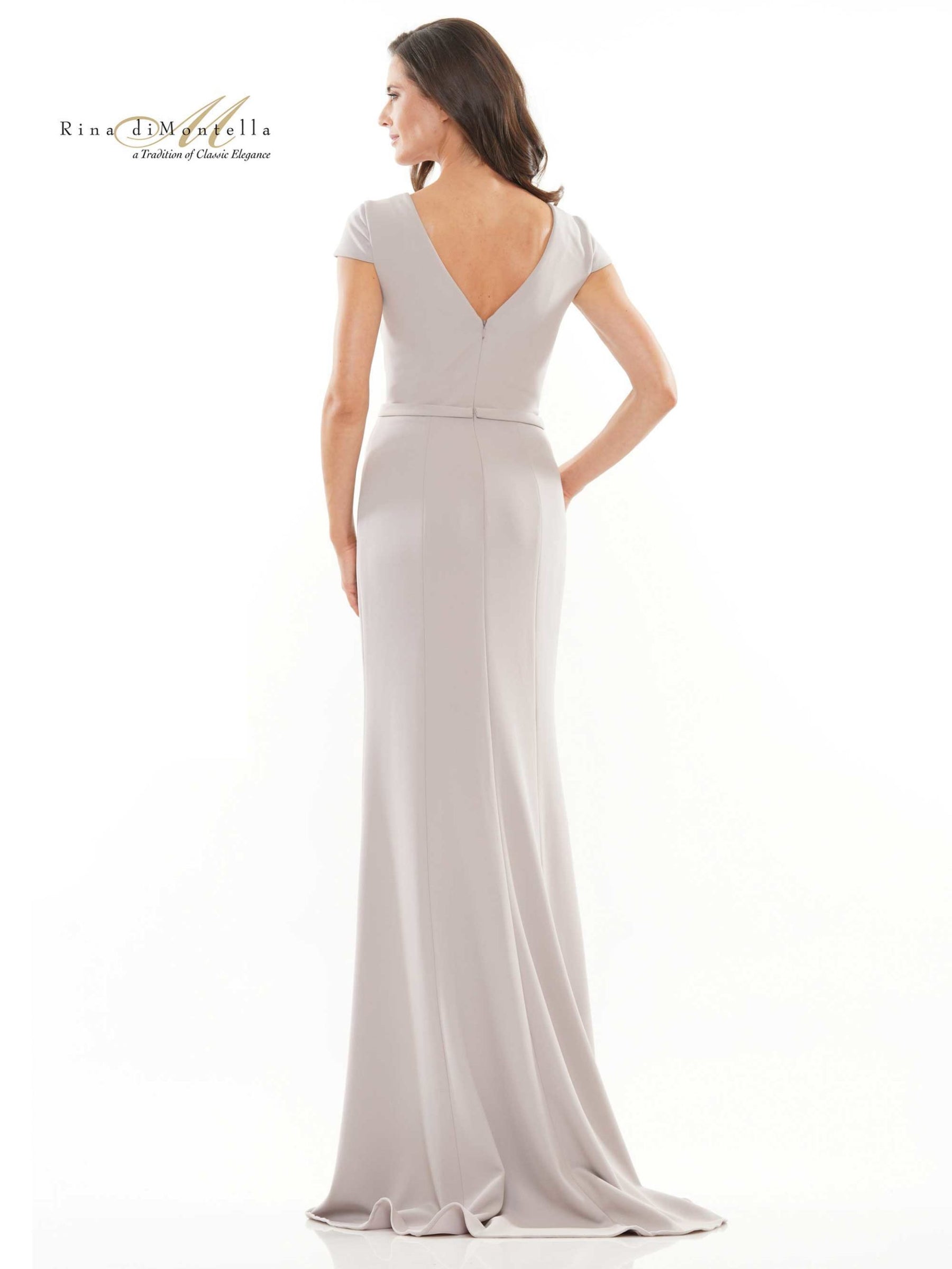 Embellished Illusion V-Neck Gown