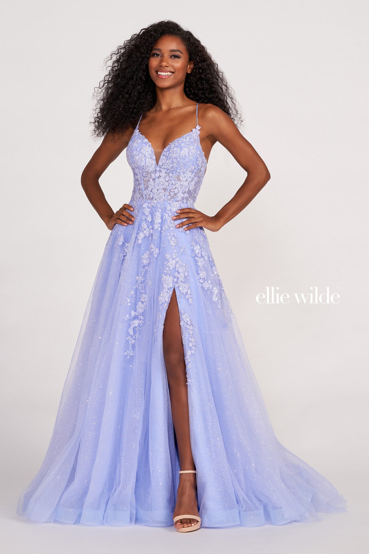 Embroidered Lace Glitter Tulle Dress