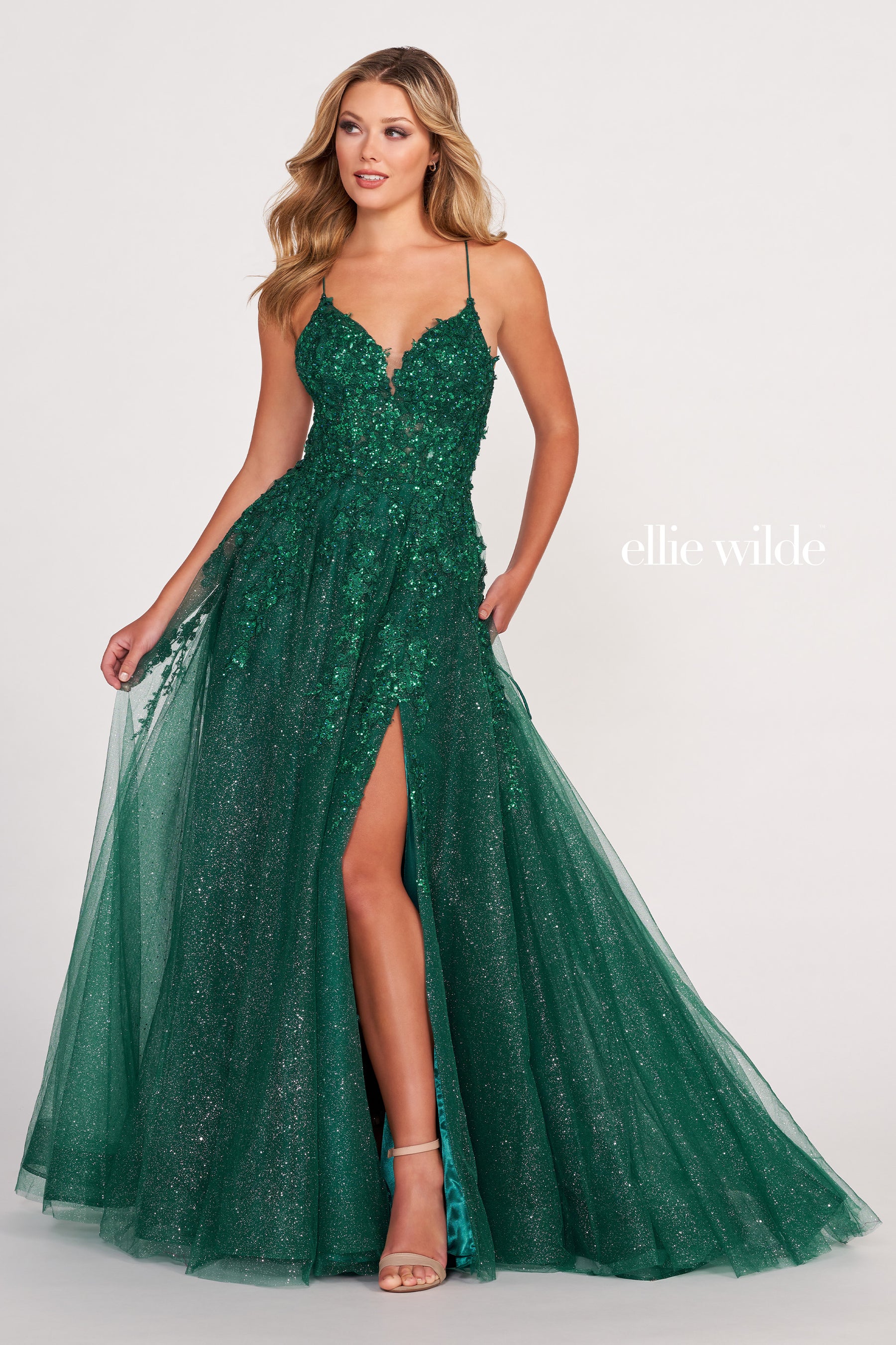 Embroidered Lace Glitter Tulle Dress