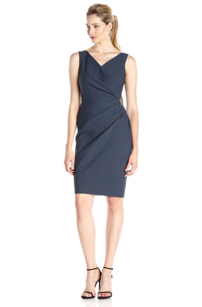Faux Crossover Side Ruched Dress