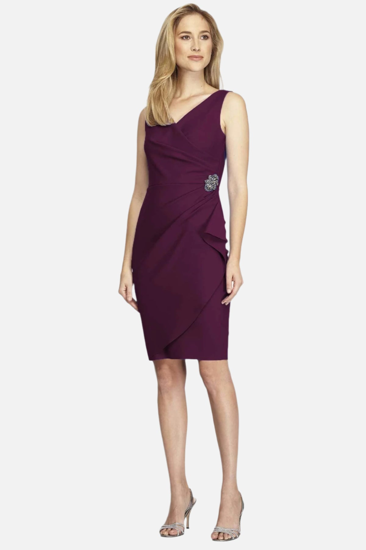 Faux Crossover Side Ruched Dress