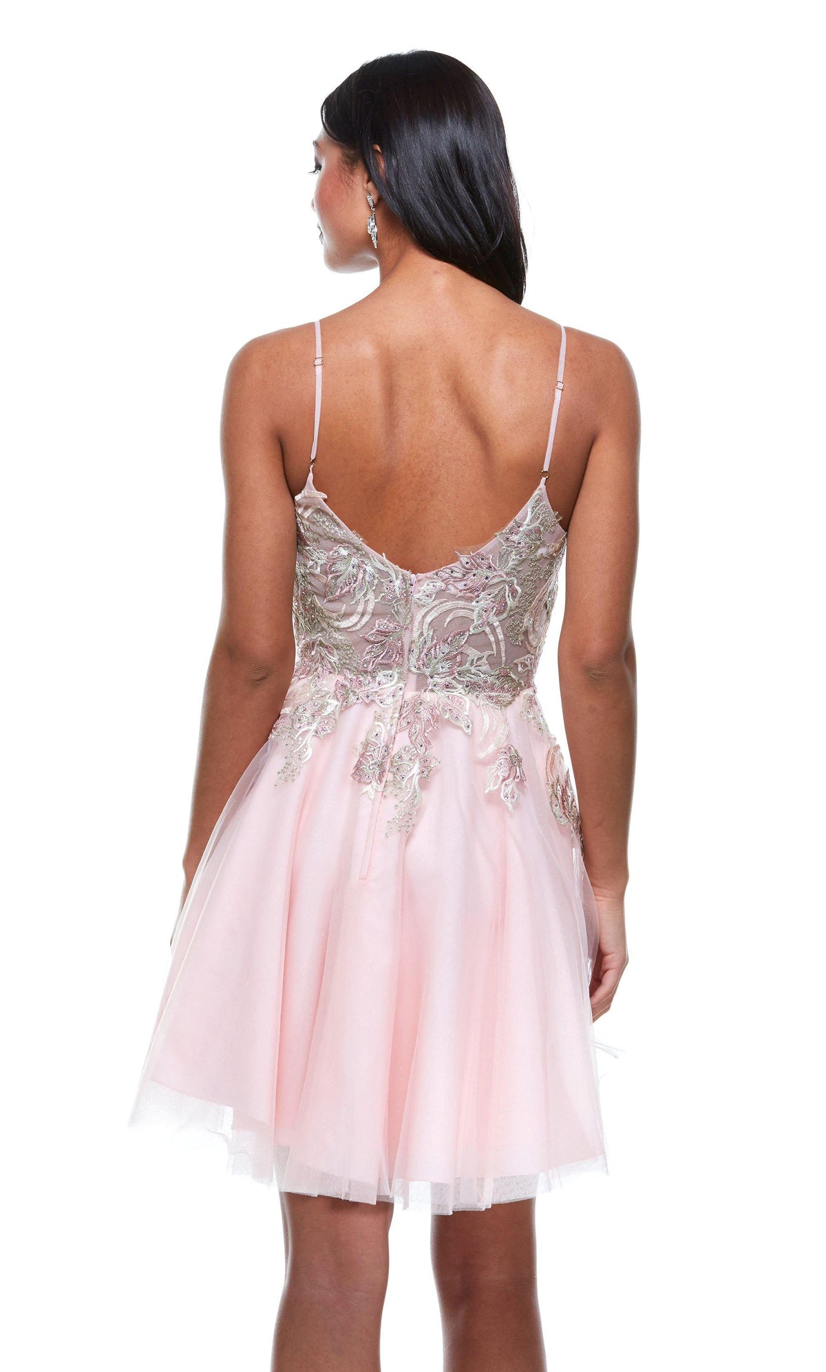 Floral Embroidered Sparkle Tulle Dress