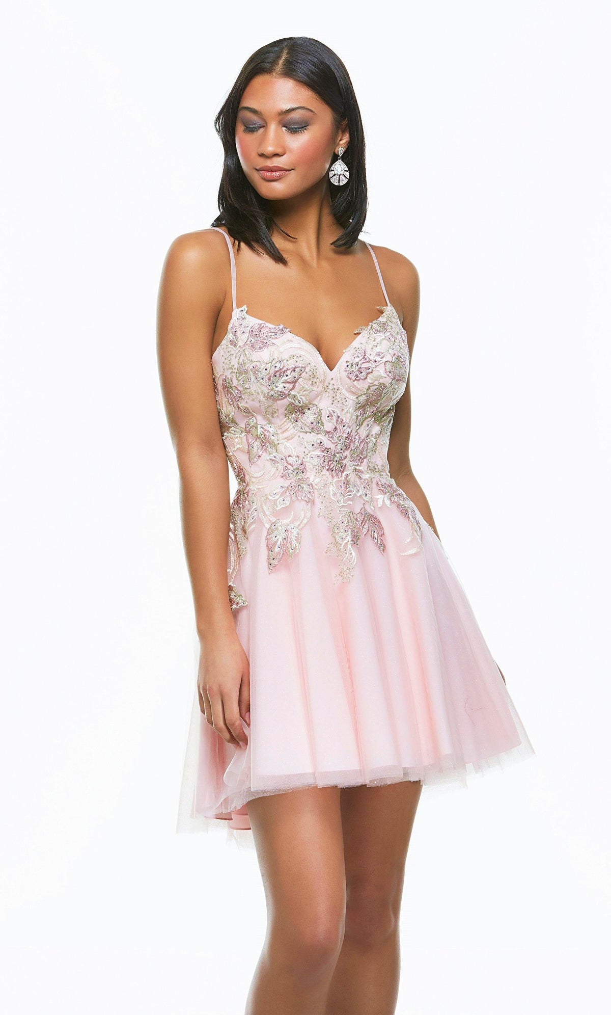 Floral Embroidered Sparkle Tulle Dress