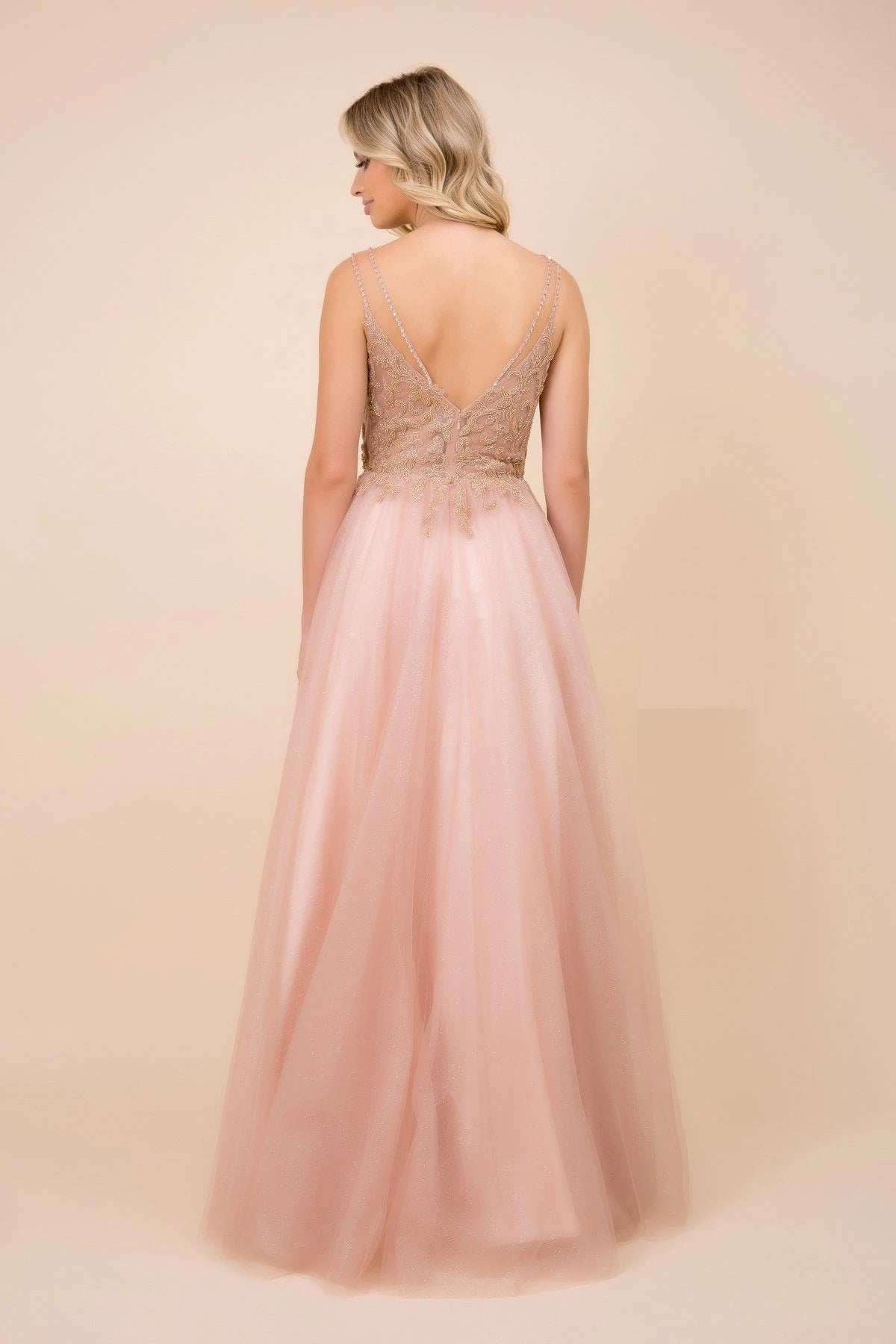Glitter Tulle Gown with Embroidered Bodice