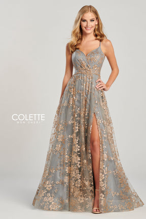 Gold Floral Glitter Gown