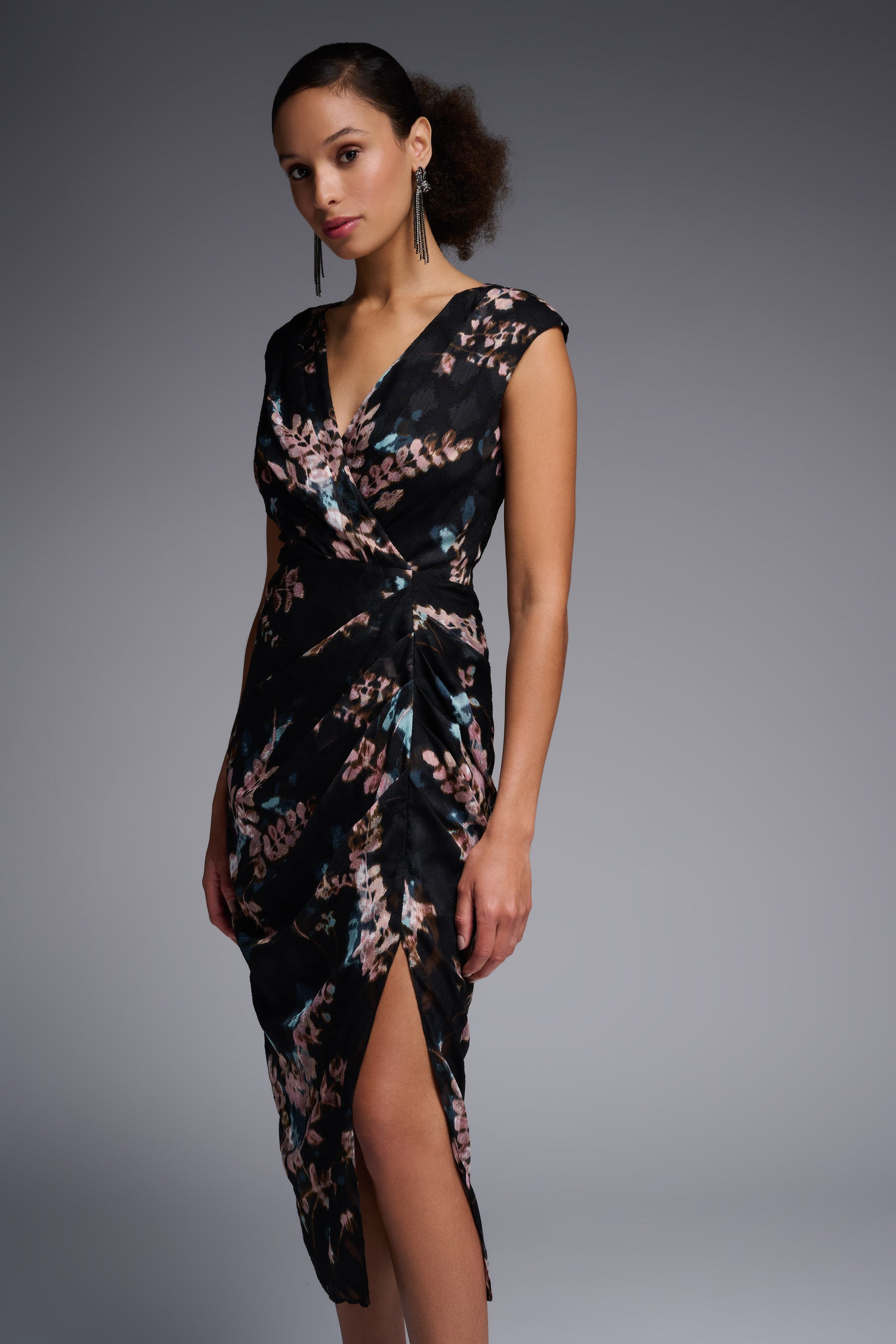 Jacquard Leaf Print Sheath Dress