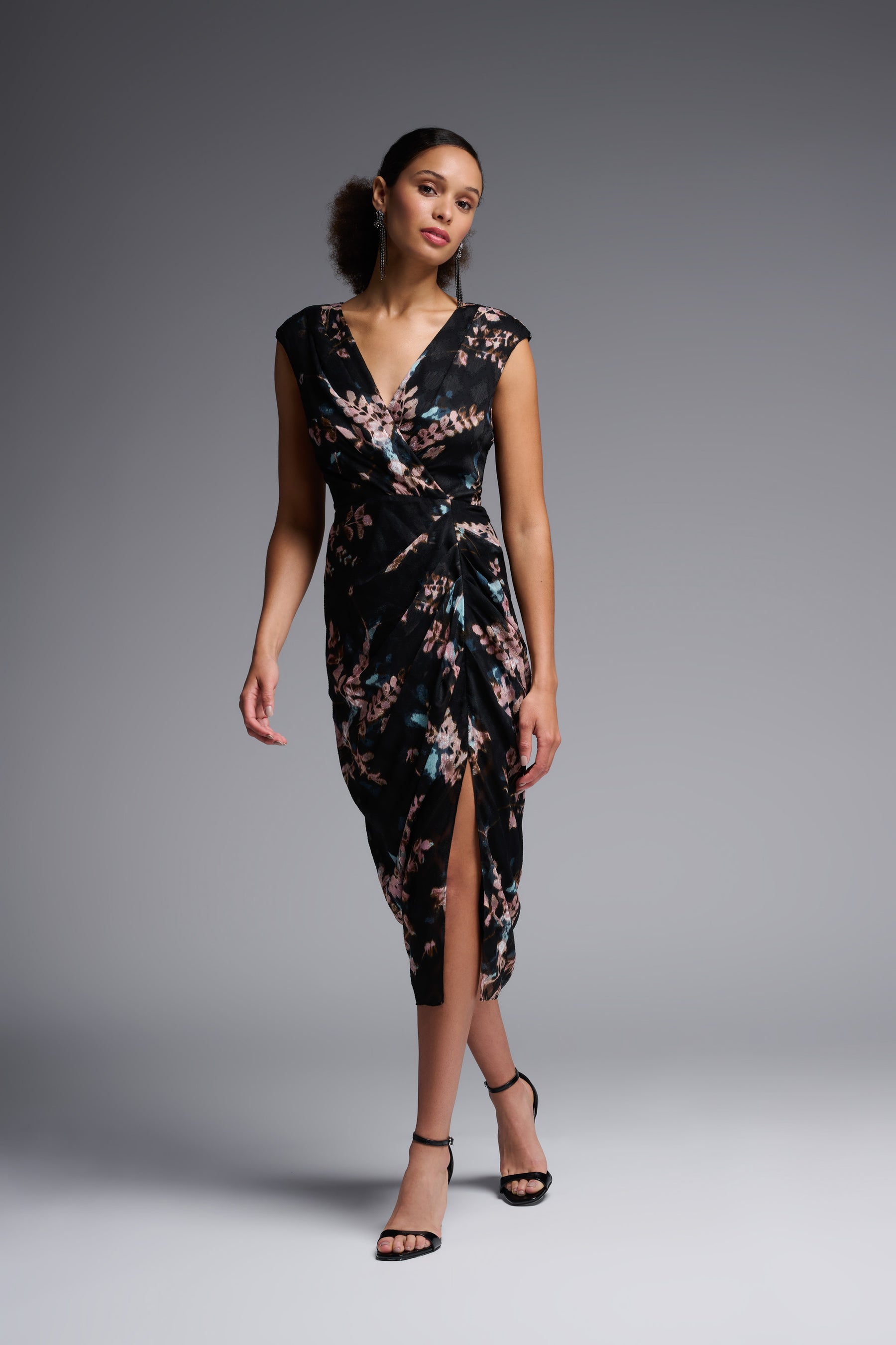 Jacquard Leaf Print Sheath Dress