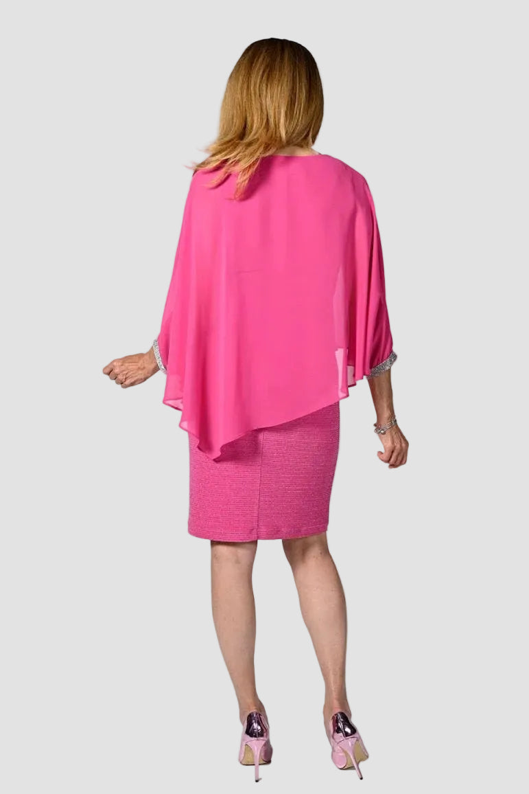 Jewel Trim Shimmer Knit V-Neck Dress