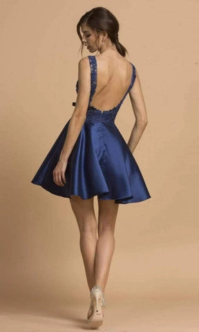 Lace Bodice Mikado A-Line Dress