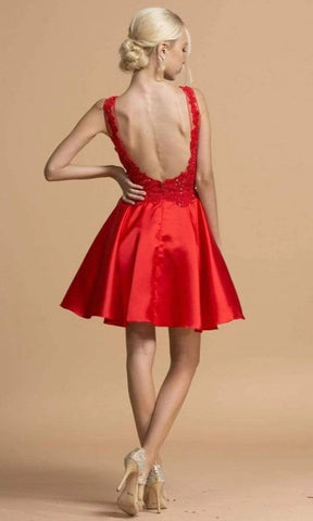 Lace Bodice Mikado A-Line Dress