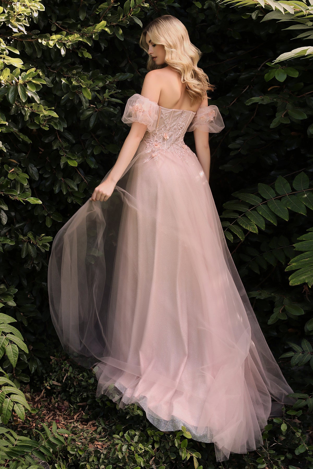 Off Shoulder 3D Flower Ballgown