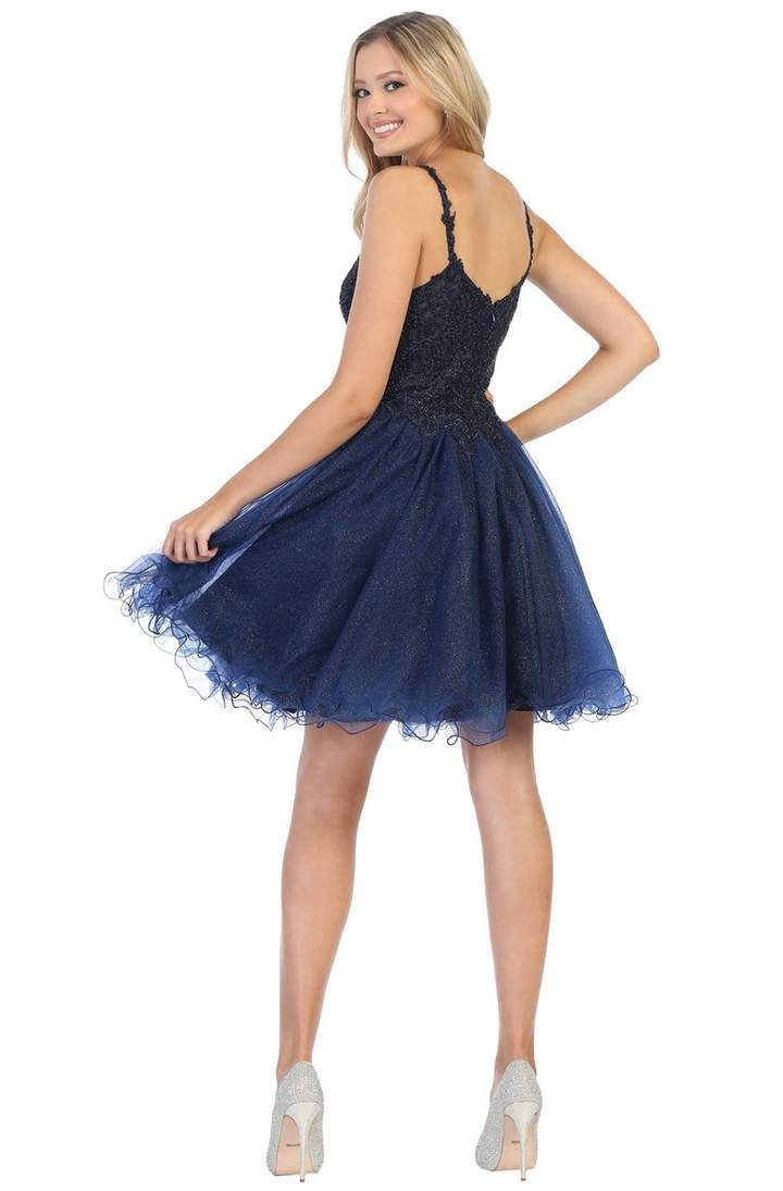 Ruffled Glitter Tulle Short Dress