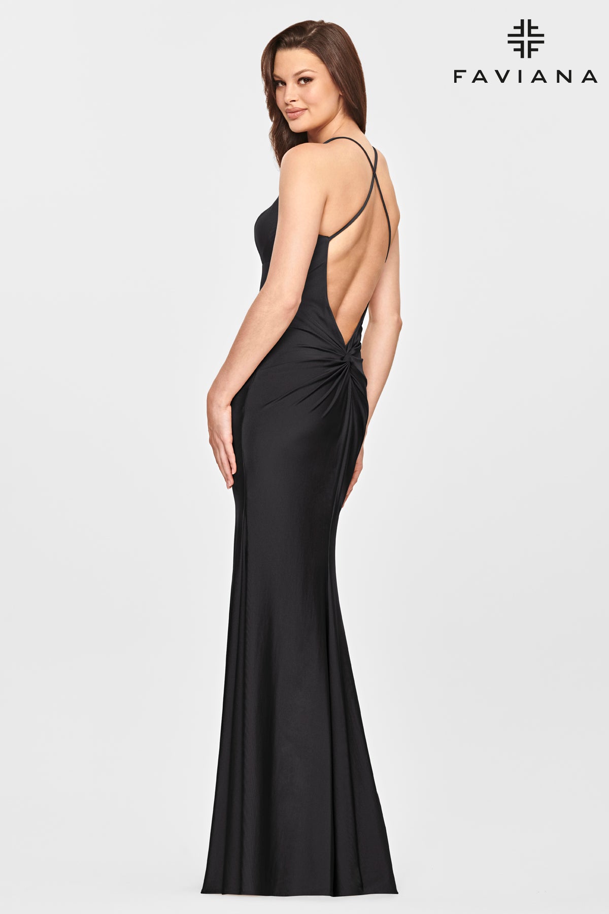 Scoop Neck Back Twist Detail Gown