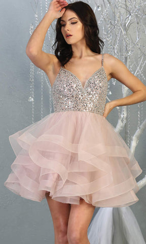 Sequin Bodice Dress With Layered Tulle Skirt