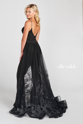 Sequin Embroidered Jumpsuit with Detachable Train