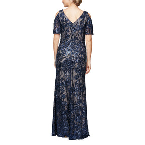 Sequin Floral Embroidered Gown