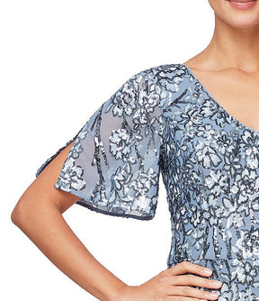 Sequin Floral Embroidered Gown