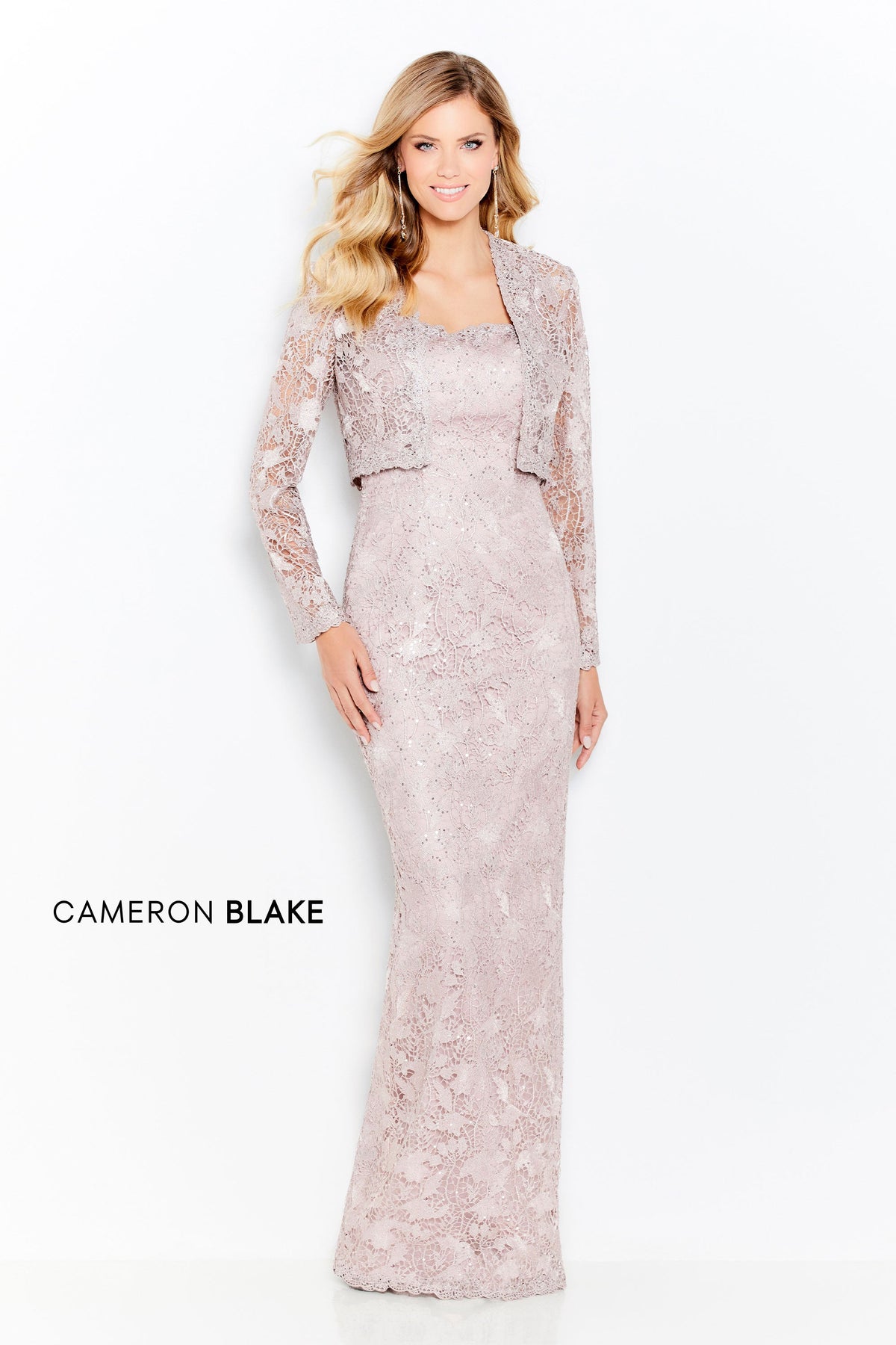 Sequin Lace Gown With Jacket