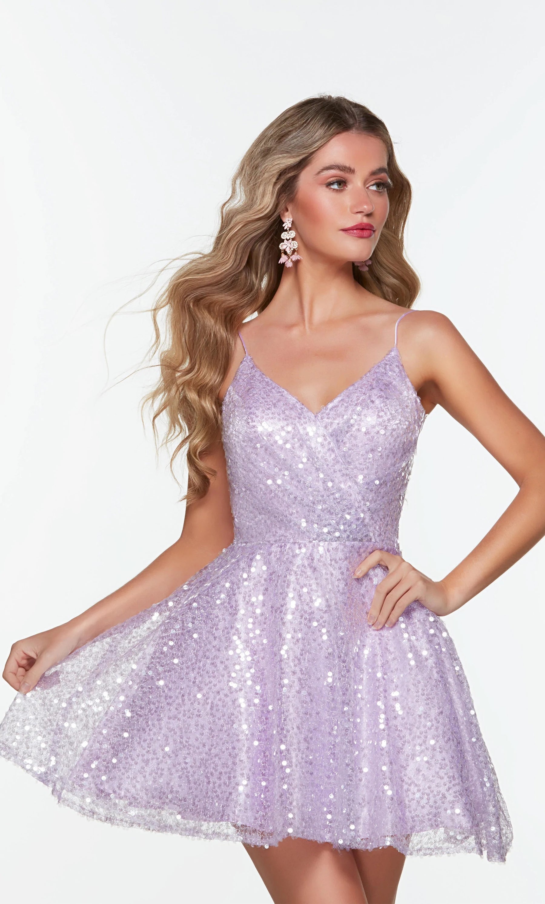 Sequin Pleat Front Corset Back Dress