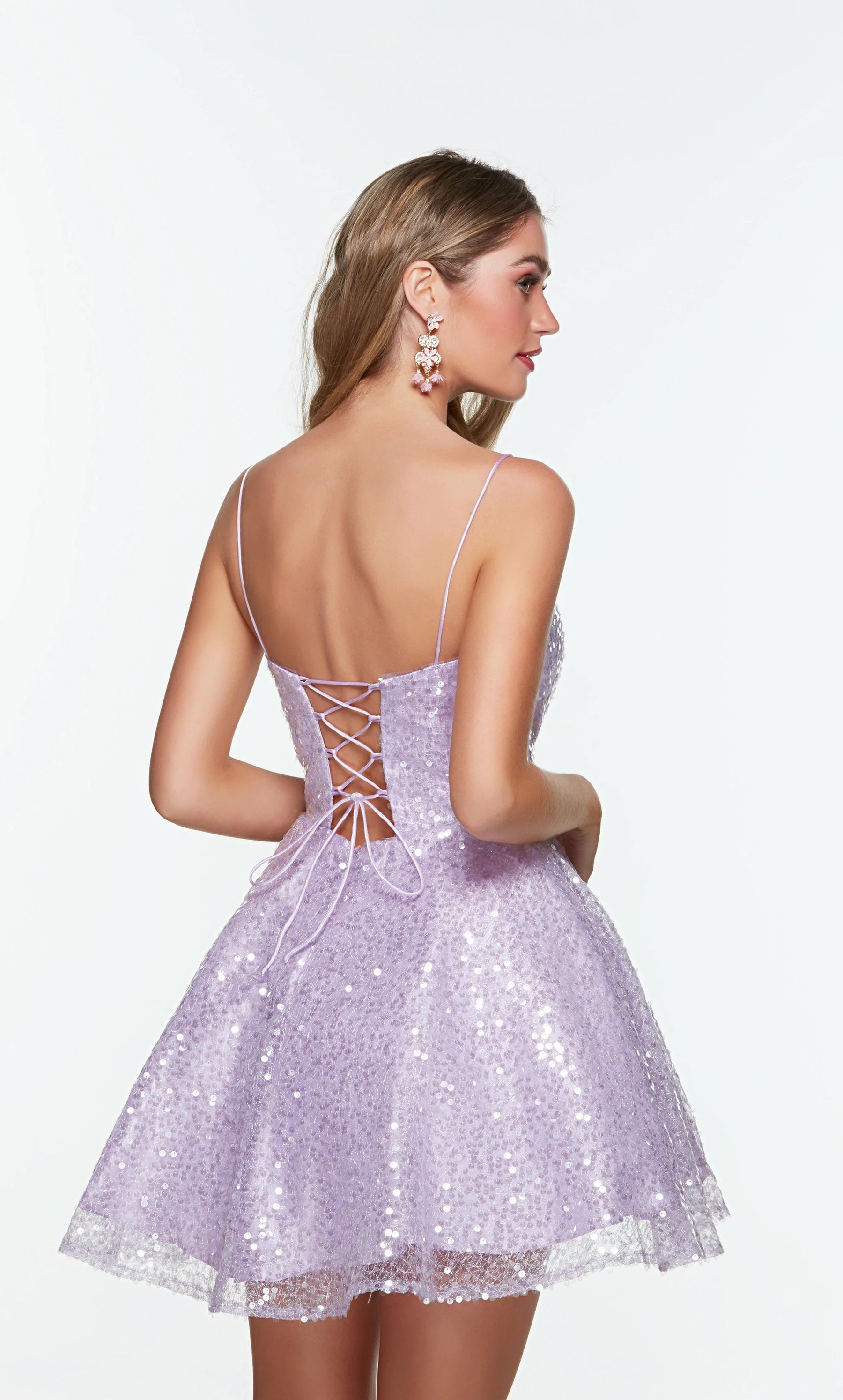 Sequin Pleat Front Corset Back Dress