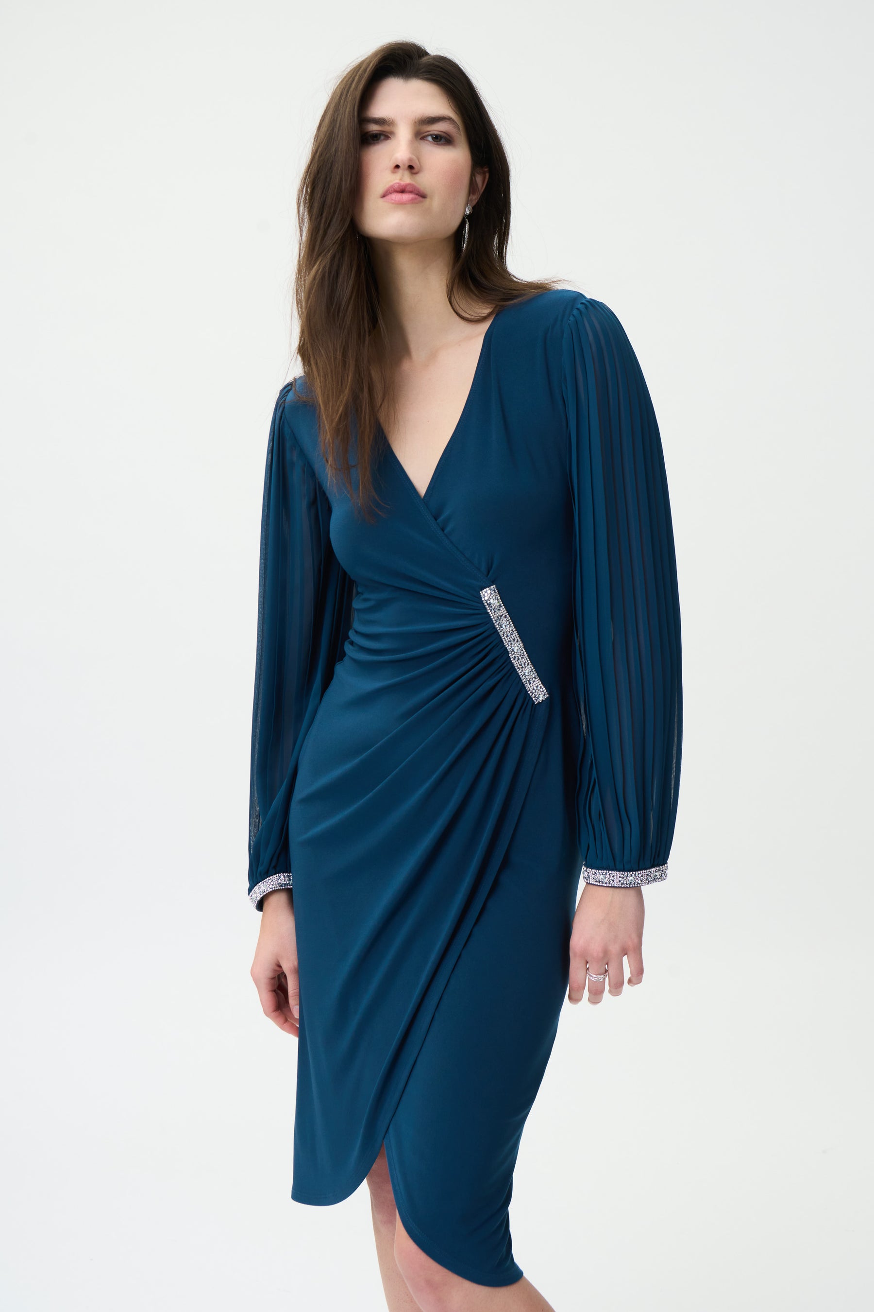 Shimmery Detail Side Ruched Dress
