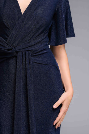 Shimmer Knit Crossover V-Neck Dress