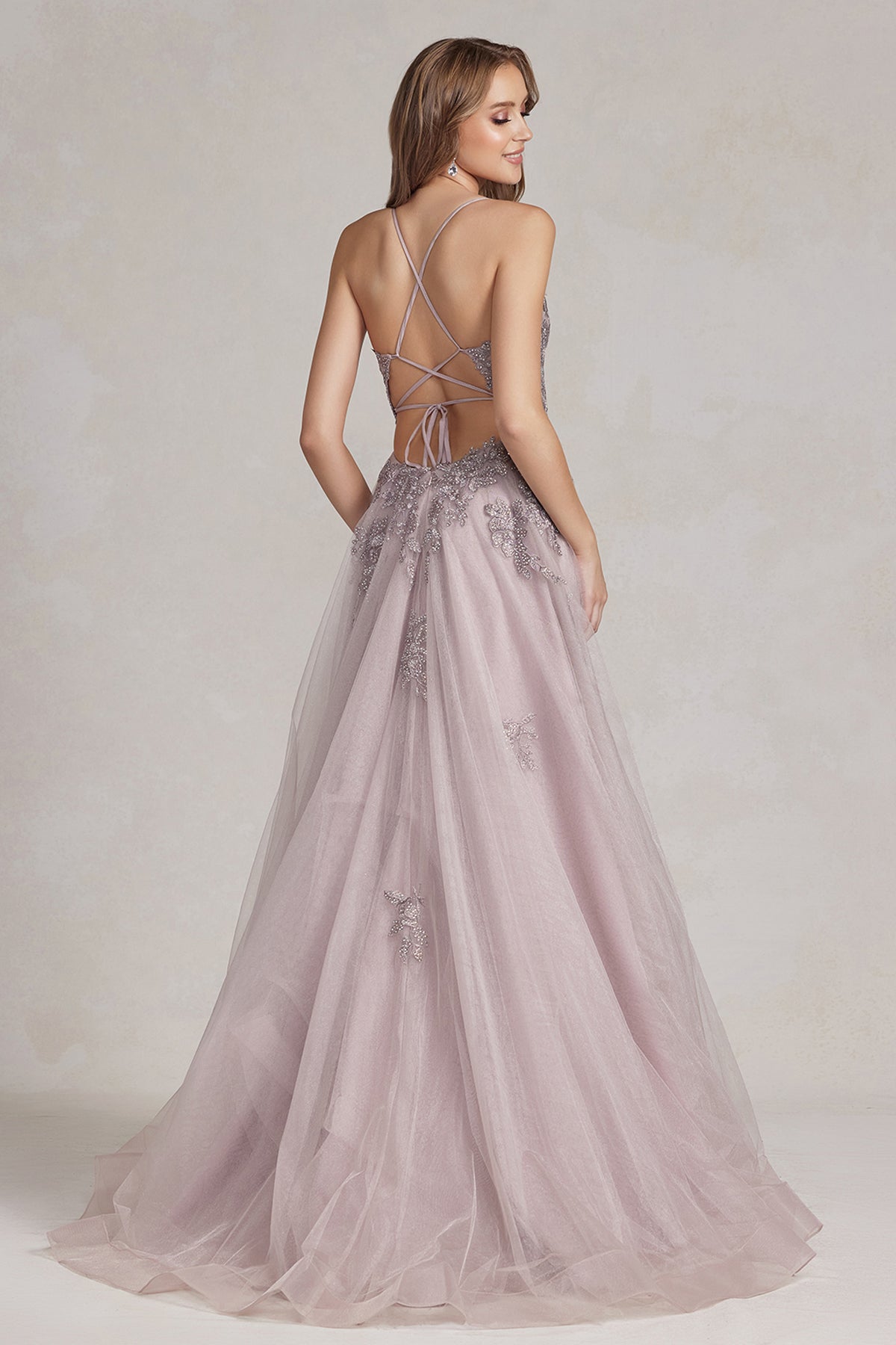Shimmery Strap Back A-Line Dress With Side Slit