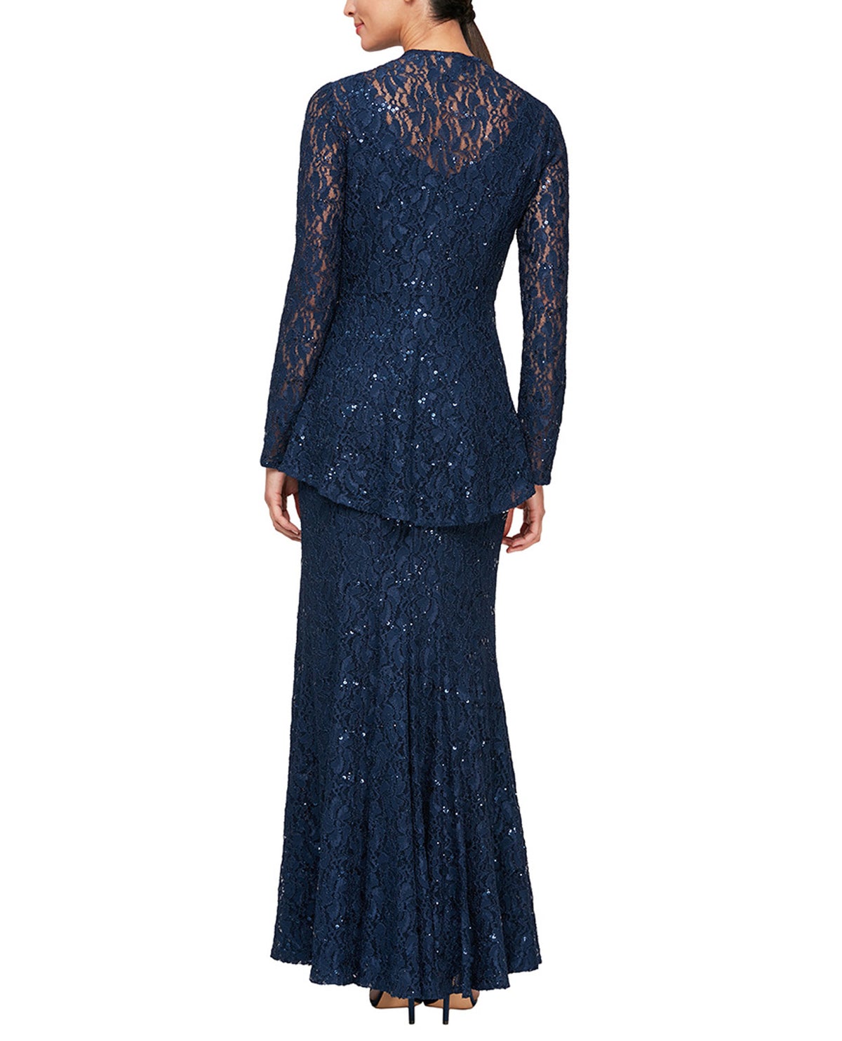 Sparkle Stretch Lace Gown With Jacket