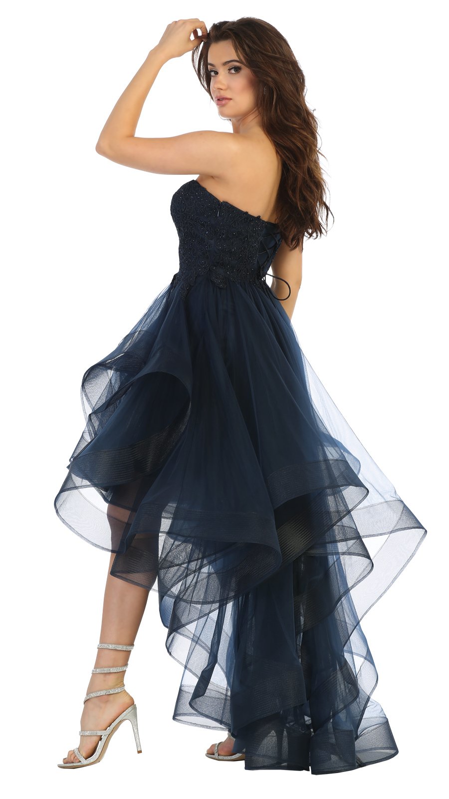 Strapless Hi-Lo Layered Tulle Dress