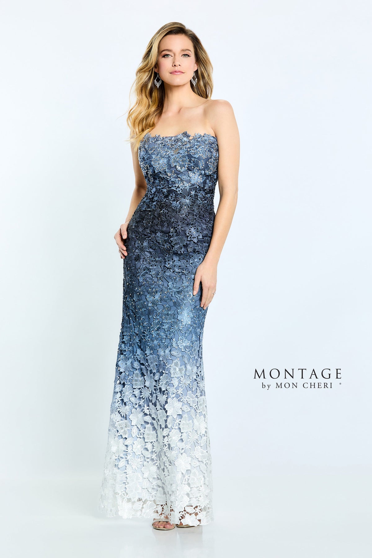 Strapless Ombre Venise Lace Gown