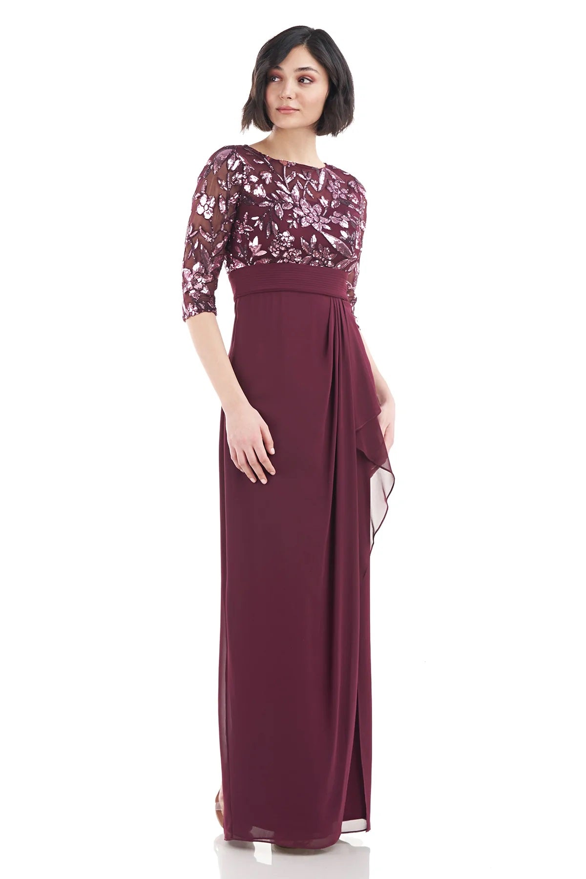 Tessa Boat Neck Column Gown